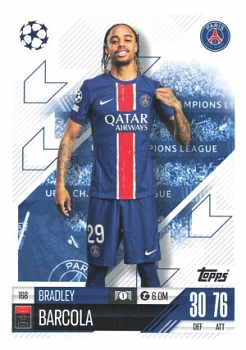 Bradley Barcola Paris Saint-Germain 2024/25 Topps Match Attax UEFA Club Competitions #168