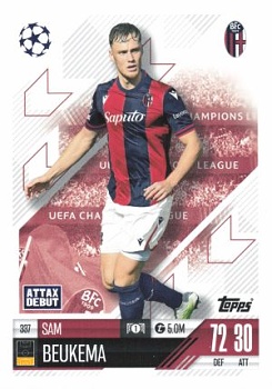 Sam Beukema Bologna 2024/25 Topps Match Attax UEFA Club Competitions #337