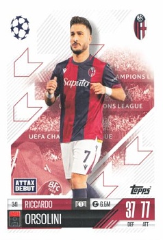 Riccardo Orsolini Bologna 2024/25 Topps Match Attax UEFA Club Competitions #341