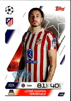 Jose Maria Gimenez Atletico Madrid Topps Match Attax UEFA Club Competitions 2025/26 #138