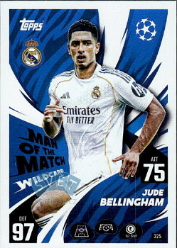 Jude Bellingham Real Madrid Topps Match Attax UEFA Club Competitions 2025/26 Man of the Match Wildcard #325