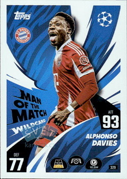 Alphonso Davies Bayern Munchen Topps Match Attax UEFA Club Competitions 2025/26 Man of the Match Wildcard #329