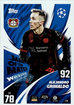 Alejandro Grimaldo Bayer 04 Leverkusen Topps Match Attax UEFA Club Competitions 2025/26 Man of the Match Wildcard #330