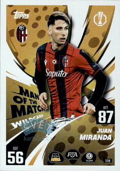 Juan Miranda Bologna Topps Match Attax UEFA Club Competitions 2025/26 Man of the Match Wildcard #339