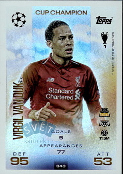 Virgil van Dijk Liverpool Topps Match Attax UEFA Club Competitions 2025/26 Cup Champion #343