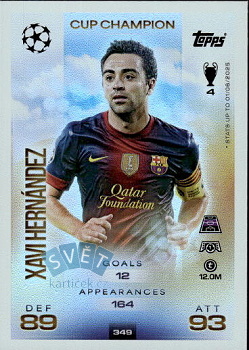 Xavi Hernandez FC Barcelona Topps Match Attax UEFA Club Competitions 2025/26 Cup Champion #349
