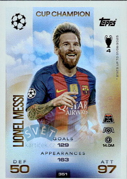 Lionel Messi FC Barcelona Topps Match Attax UEFA Club Competitions 2025/26 Cup Champion #351