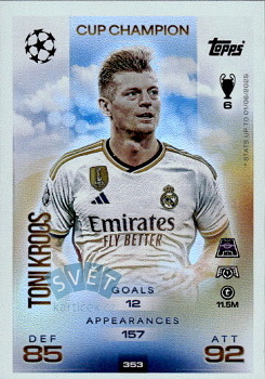 Toni Kroos Real Madrid Topps Match Attax UEFA Club Competitions 2025/26 Cup Champion #353