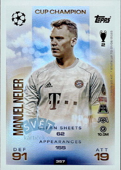 Manuel Neuer Bayern Munchen Topps Match Attax UEFA Club Competitions 2025/26 Cup Champion #357