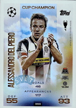 Alessandro Del Piero Juventus FC Topps Match Attax UEFA Club Competitions 2025/26 Cup Champion #360