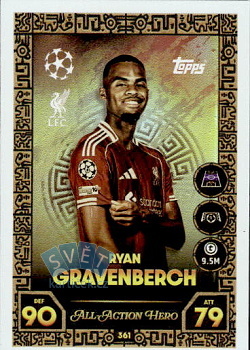 Ryan Gravenberch Liverpool Topps Match Attax UEFA Club Competitions 2025/26 All-Action Hero #361
