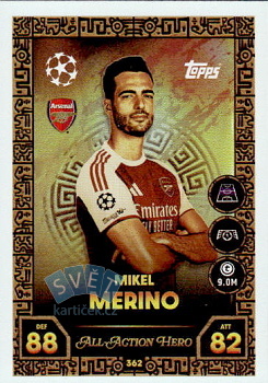 Mikel Merino Arsenal Topps Match Attax UEFA Club Competitions 2025/26 All-Action Hero #362
