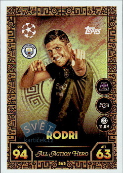 Rodri Manchester City Topps Match Attax UEFA Club Competitions 2025/26 All-Action Hero #363
