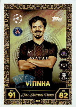 Vitinha Paris Saint-Germain Topps Match Attax UEFA Club Competitions 2025/26 All-Action Hero #372