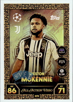 Weston McKennie Juventus FC Topps Match Attax UEFA Club Competitions 2025/26 All-Action Hero #375