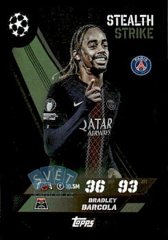 Bradley Barcola Paris Saint-Germain Topps Match Attax UEFA Club Competitions 2025/26 Stealth Strike #454