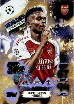 Bukayo Saka Arsenal Topps Match Attax UEFA Club Competitions 2025/26 Worldies Limited Edition - Homegrown Heroes #WLE7