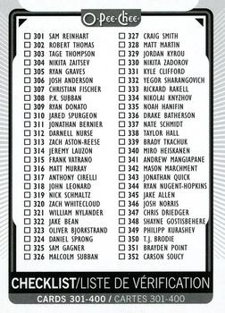 Checklist Card O-Pee-Chee 2021/22 #400