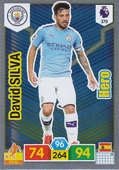 David Silva Manchester City 2019/20 Panini Adrenalyn XL Hero #379