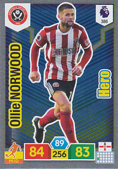 Oliver Norwood Sheffield United 2019/20 Panini Adrenalyn XL Hero #386