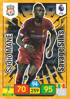 Sadio Mane Liverpool 2019/20 Panini Adrenalyn XL Savage Silk #418