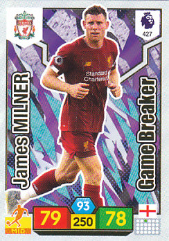 James Milner Liverpool 2019/20 Panini Adrenalyn XL Game Breaker #427