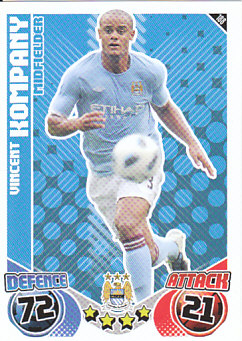 Vincent Kompany Manchester City 2010/11 Topps Match Attax #188