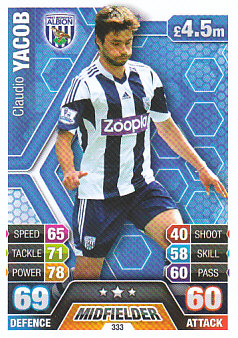 Claudio Yacob West Bromwich Albion 2013/14 Topps Match Attax #333
