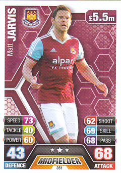 Matt Jarvis West Ham United 2013/14 Topps Match Attax #351