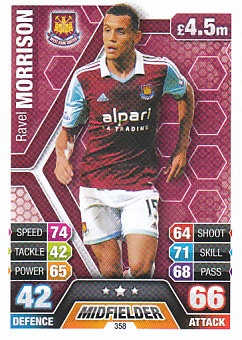 Ravel Morrison West Ham United 2013/14 Topps Match Attax #358