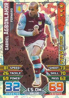 Gabriel Agbonlahor Aston Villa 2015/16 Topps Match Attax Star Player #53