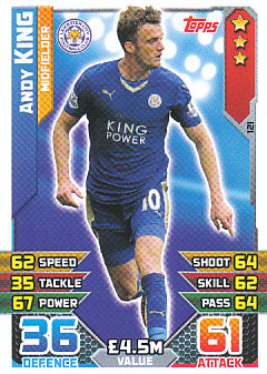 Andy King Leicester City 2015/16 Topps Match Attax #121