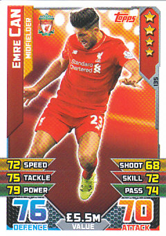 Emre Can Liverpool 2015/16 Topps Match Attax #135