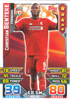 Christian Benteke Liverpool 2015/16 Topps Match Attax #140