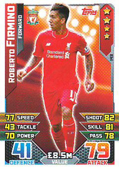 Roberto Firmino Liverpool 2015/16 Topps Match Attax #143
