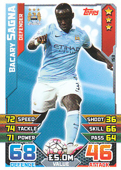 Bacary Sagna Manchester City 2015/16 Topps Match Attax #153