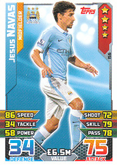 Jesus Navas Manchester City 2015/16 Topps Match Attax #156