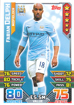 Fabian Delph Manchester City 2015/16 Topps Match Attax #160