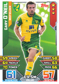 Gary O'Neil Norwich City 2015/16 Topps Match Attax #205