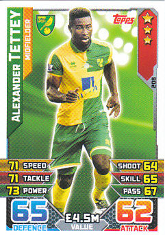 Alexander Tettey Norwich City 2015/16 Topps Match Attax #208