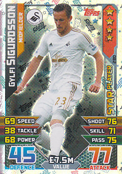 Gylfi Sigurdsson Swansea City 2015/16 Topps Match Attax Star Player #280