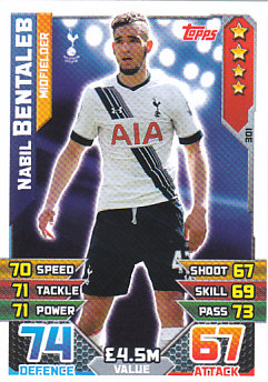 Nabil Bentaleb Tottenham Hotspur 2015/16 Topps Match Attax #301