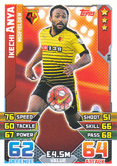 Ikechi Anya Watford 2015/16 Topps Match Attax #314