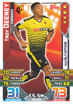 Troy Deeney Watford 2015/16 Topps Match Attax Captain #324