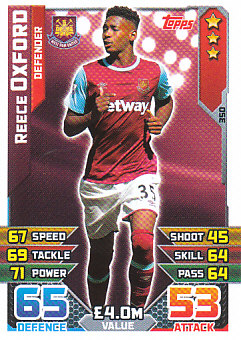 Reece Oxford West Ham United 2015/16 Topps Match Attax #350