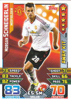 Morgan Schneiderlin Manchester United 2015/16 Topps Match Attax Away Kit #430