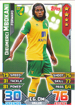 Dieumerci Mbokani Norwich City 2015/16 Topps Match Attax Squad Updates #U46