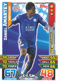 Daniel Amartey Leicester City 2015/16 Topps Match Attax New Signing #NS09