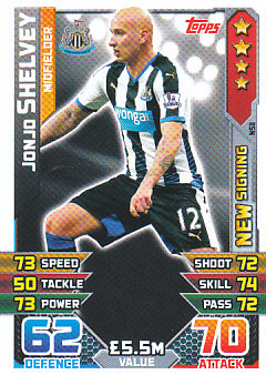 Jonjo Shelvey Newcastle United 2015/16 Topps Match Attax New Signing #NS11