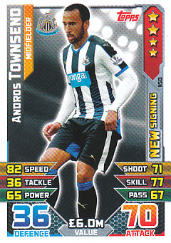 Andros Townsend Newcastle United 2015/16 Topps Match Attax New Signing #NS13